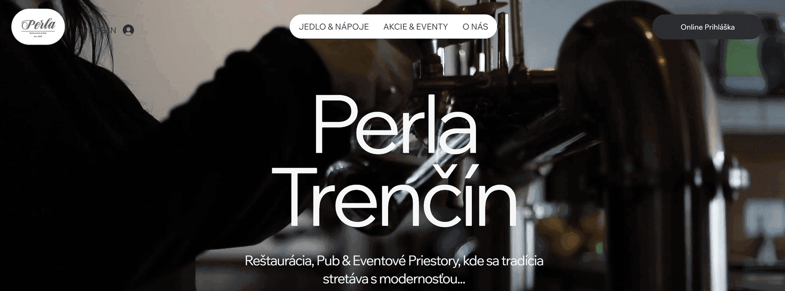 The perlatn.sk website, a restaurant site