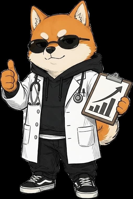The Marble Digital mascot in a doctor coat with a growth chart, the ADRILEX client mascot